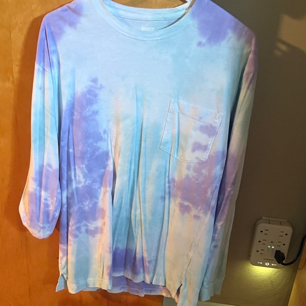 PINK Victoria's Secret Tie-Dye Long Sleeve Tee - Blue and Purple